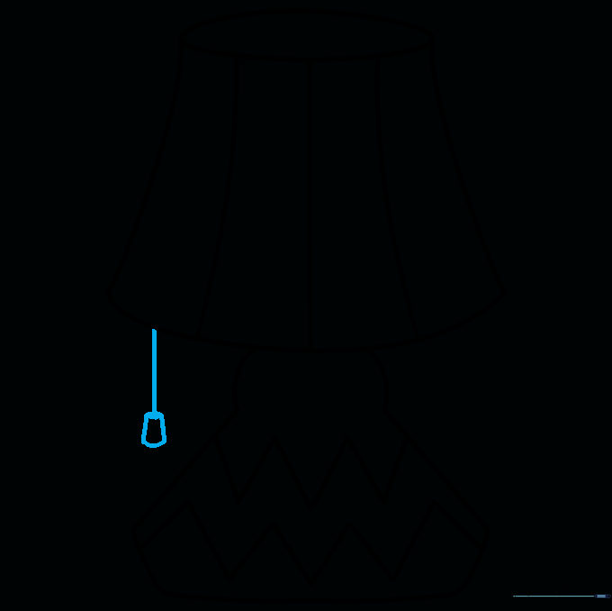 A small pull-switch shape hanging from the side of the lampshade.