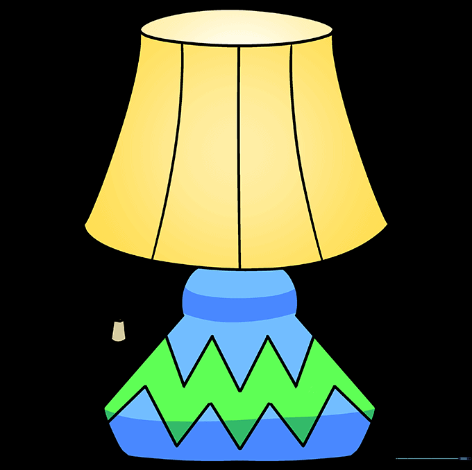 A fully colored, finished drawing of a lamp with a bright, cheerful design.