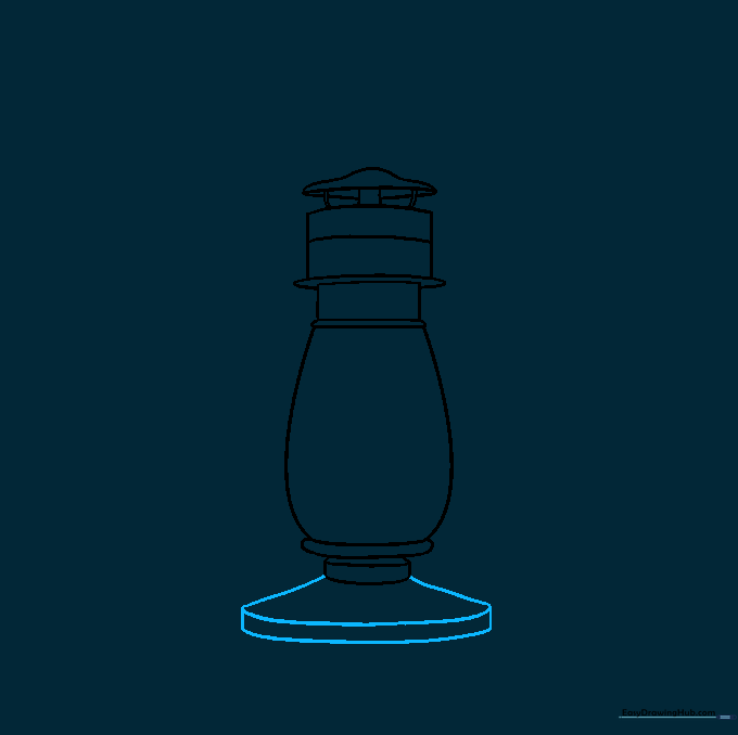 Extending the base of the lantern with curved lines.