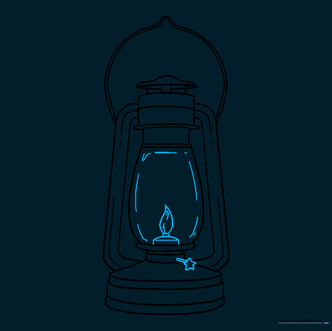Adding the final details: a flame inside the globe and a control knob.