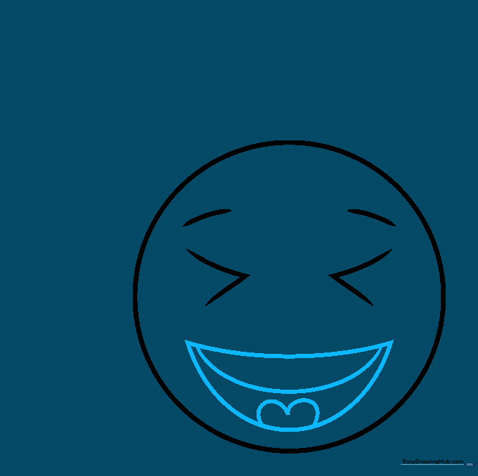 The emoji face now includes a wide, open mouth with visible teeth and a tongue, indicating a hearty laugh.