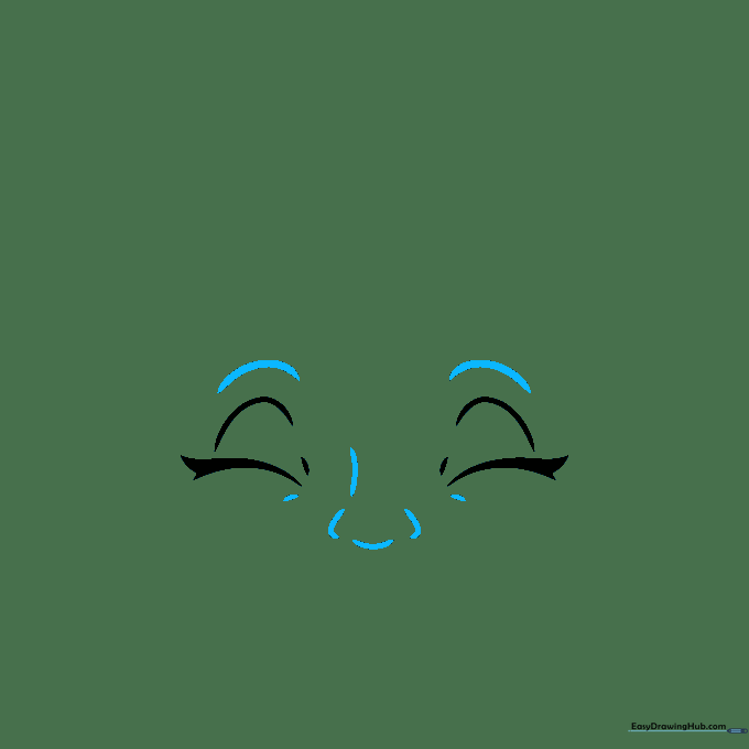 Sketch showing eyebrows, nose structure, and laugh lines near the eyes.