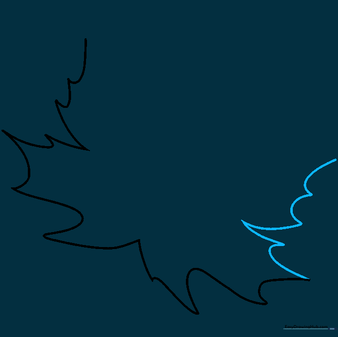 Drawing the opposite side of the leaf to create a symmetrical, jagged outline.
