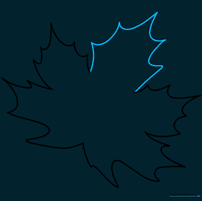 Completing the top tip of the leaf to finish the main outline.