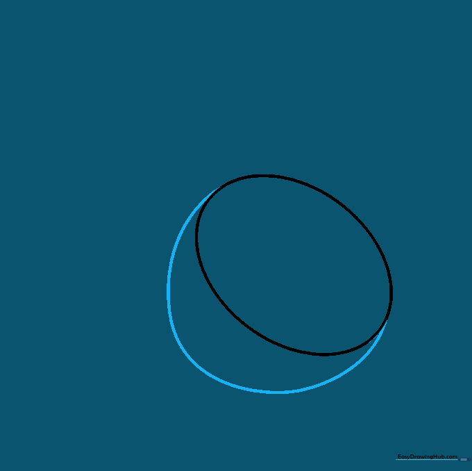 Adding a curved line around the oval to define the outer rind of the lemon slice.