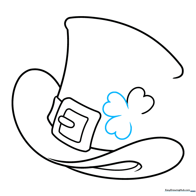 Three clover leaves are now visible on the side of the hat.