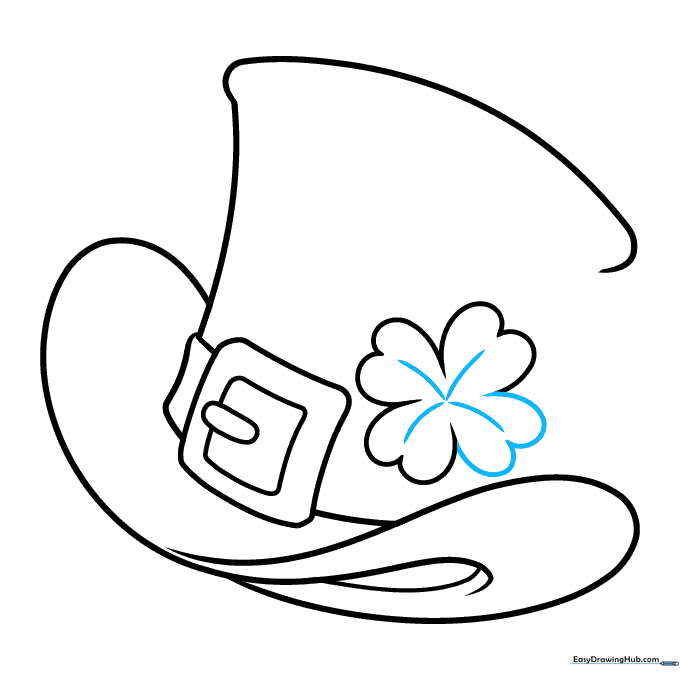 The four-leaf clover is complete with center veins drawn on each leaf.