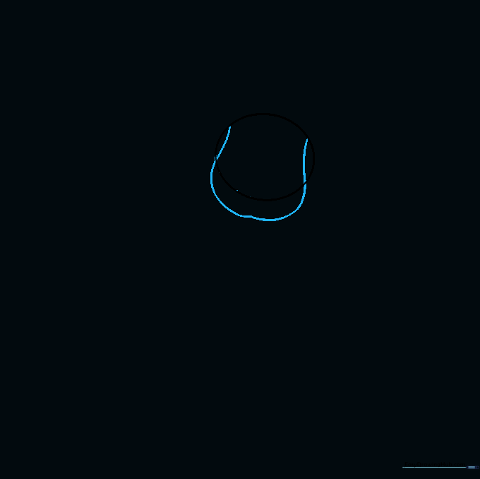 A U-shaped line drawn inside the circle to create the jawline of the leprechaun.