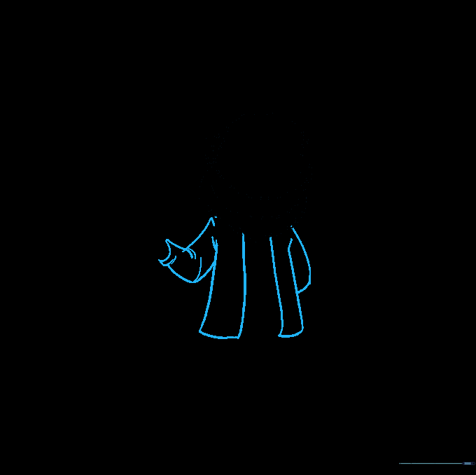 The torso and sleeves of the leprechaun's jacket drawn with simple lines.