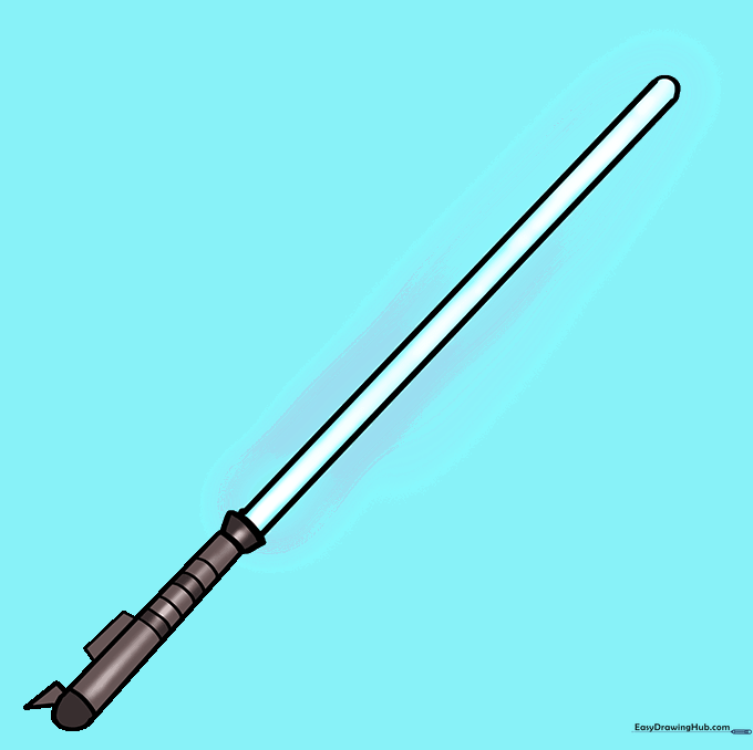 A fully colored lightsaber with a bright blade and metallic handle details.
