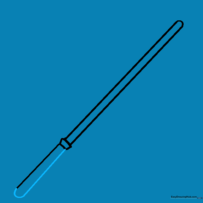 The full outline of the lightsaber handle is now complete and connected at the base.