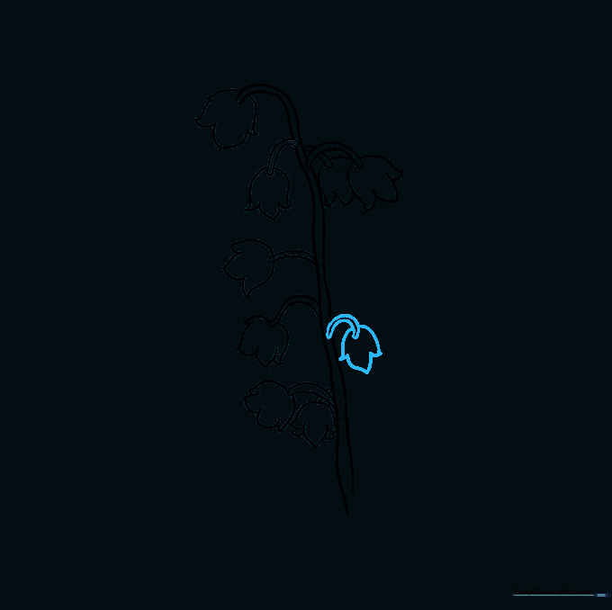 Finalizing the flower cluster by adding a small blossom in an empty spot.