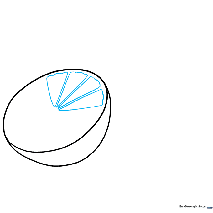 Drawing the first triangular wedge segment inside the lime outline
