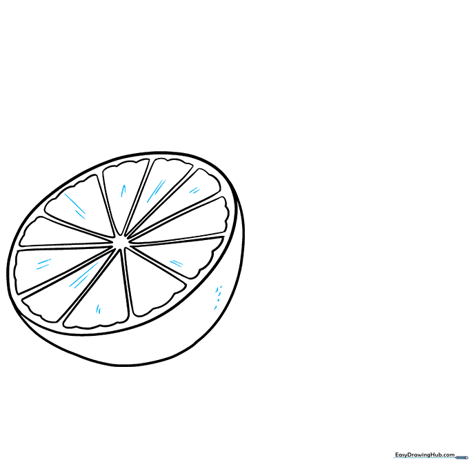 Adding fine line texture to the lime segments and skin