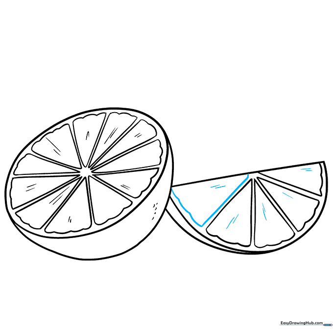 Adding texture lines to the lime wedge segments