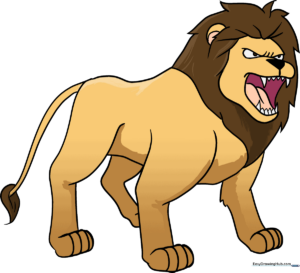 A vibrant, finished drawing of a roaring lion, showcasing the completed steps.
