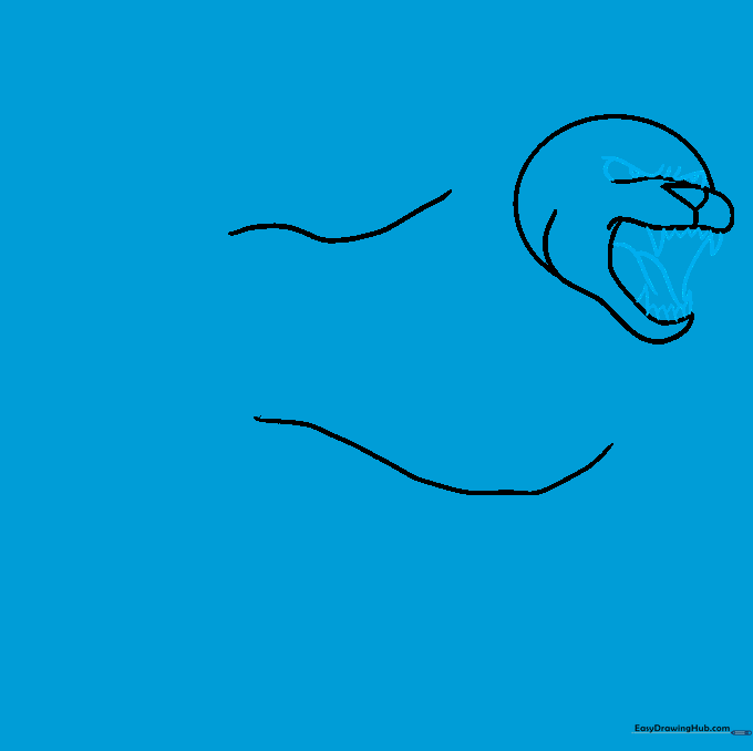 Detailed facial features including eyes, furrowed brow, teeth, and tongue inside the open mouth.