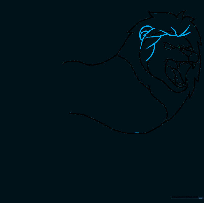 Refined mane texture with added ear detail on the side of the lion's head.