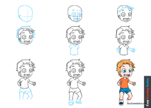 A vibrant, finished illustration of a cute little anime boy, serving as the guide's cover image.