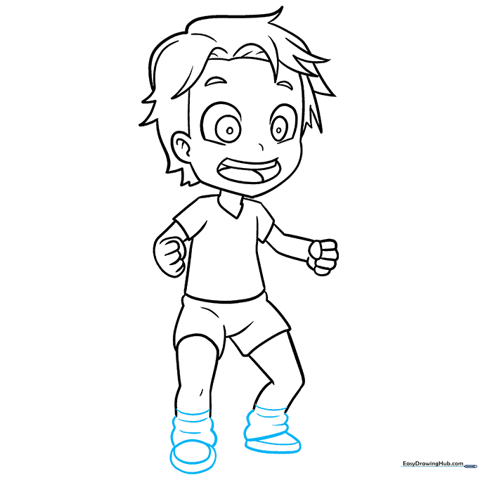Lower legs showing the addition of socks and rounded shoes.
