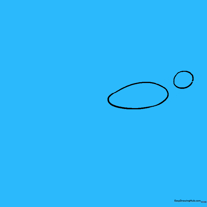 Drawing the neck and jawline of the lizard using curved lines.