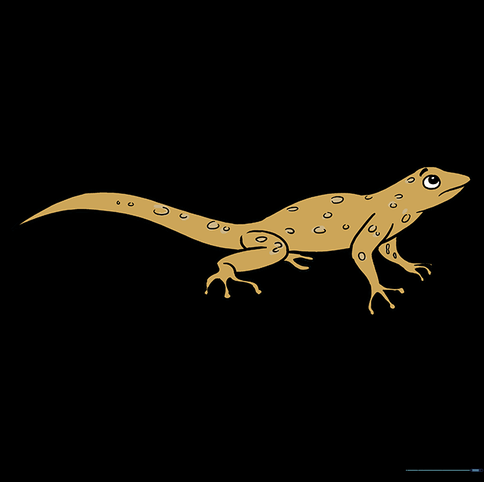 A finished, colored lizard drawing with realistic scale details.
