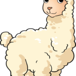 A friendly, finished cartoon llama drawing, colorful and ready for inspiration.