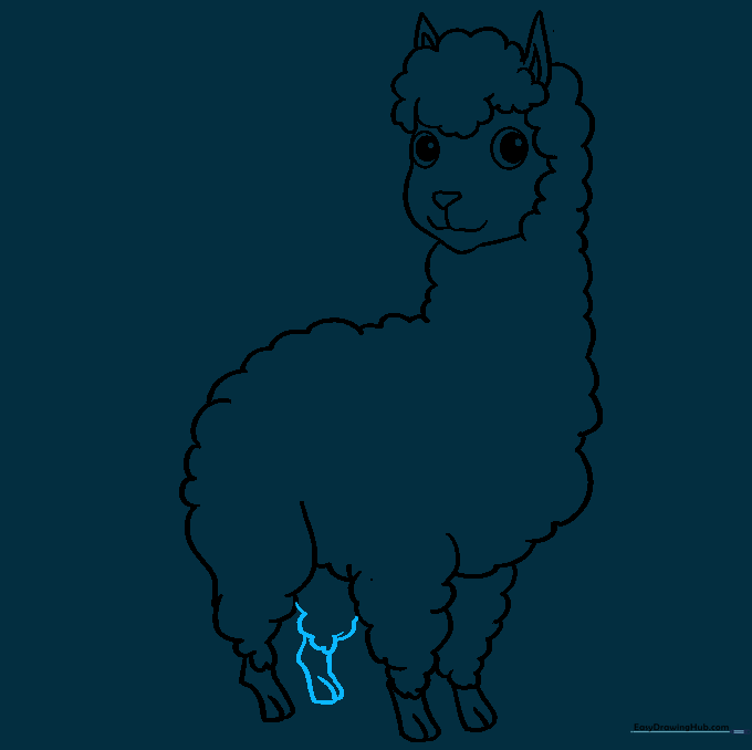 Llama drawing with all four legs completed.