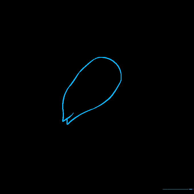 A simple outline of a lobster's main body shape drawn with light pencil lines.