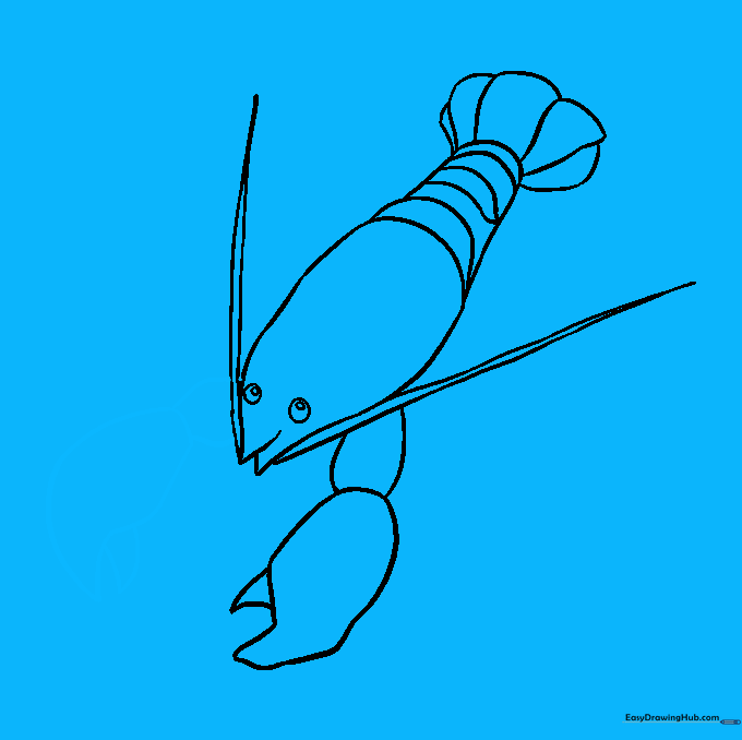 Drawing the second lobster claw to balance the composition.