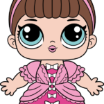 A colorful, finished drawing of a stylish LOL Surprise doll, perfect for kids to reference.