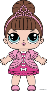 A colorful, finished drawing of a stylish LOL Surprise doll, perfect for kids to reference.