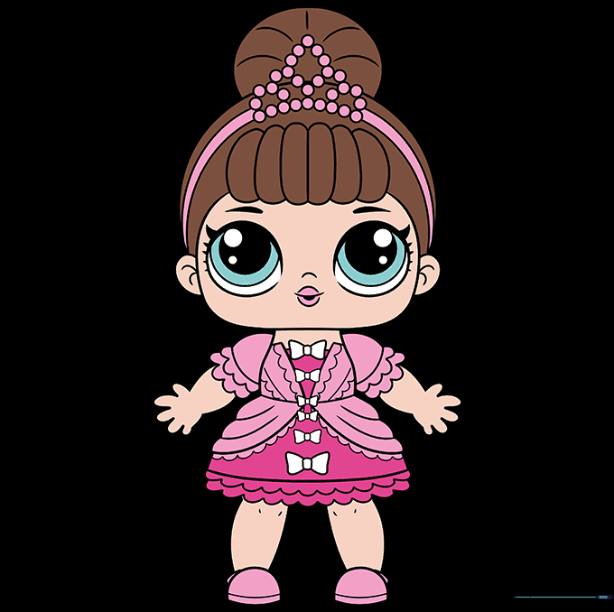 The fully colored and finished LOL Surprise doll drawing.