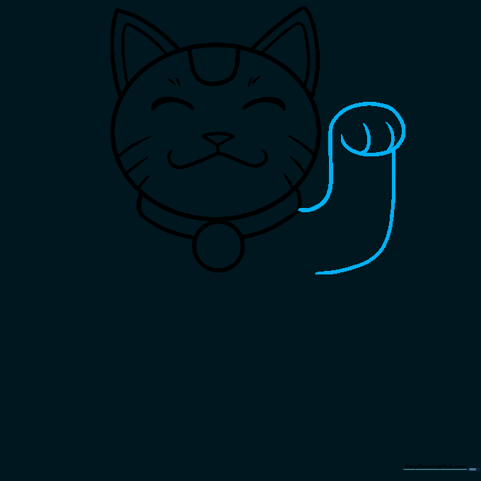 Sketch of the cat's raised paw with visible toe details.