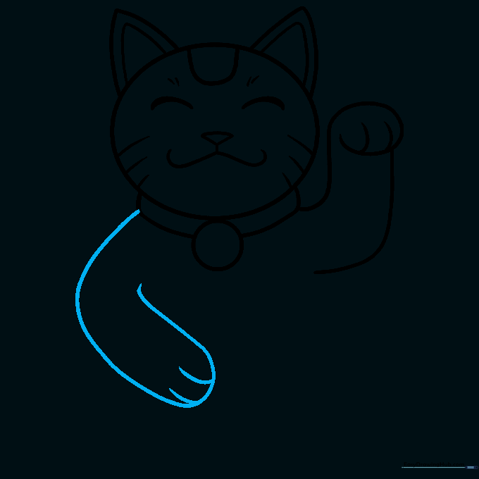 Drawing of the second forepaw tucked against the cat's side.