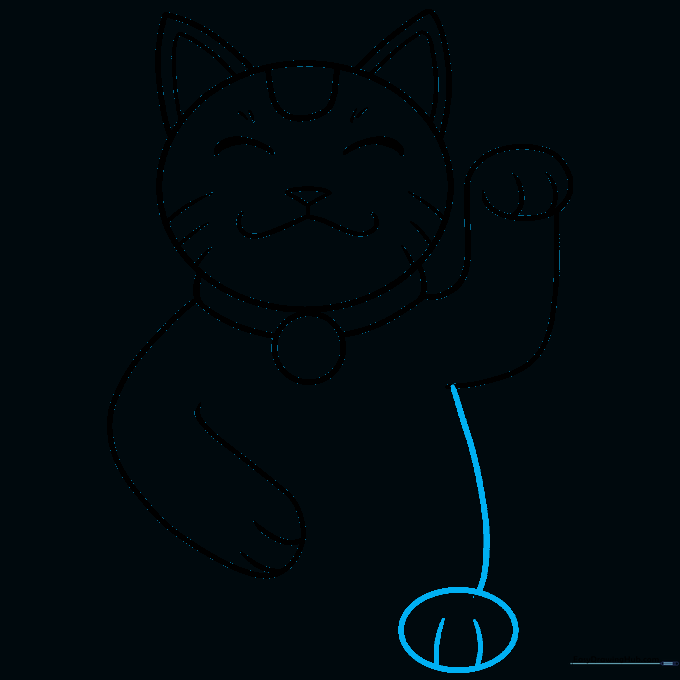 Drawing of the cat's torso and one rear paw.