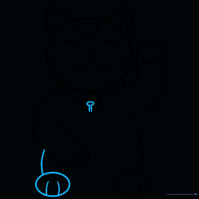 Adding the second rear paw to complete the cat's sitting pose.