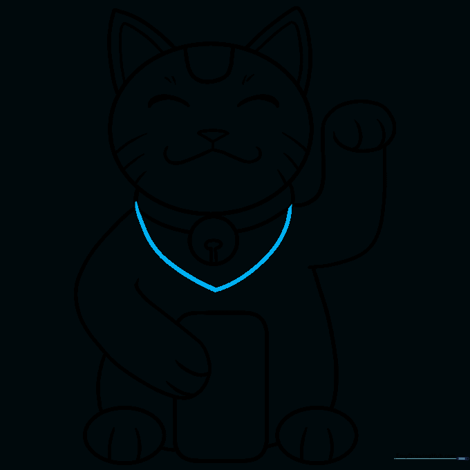 Finalizing the body outline with the chest bib detail.
