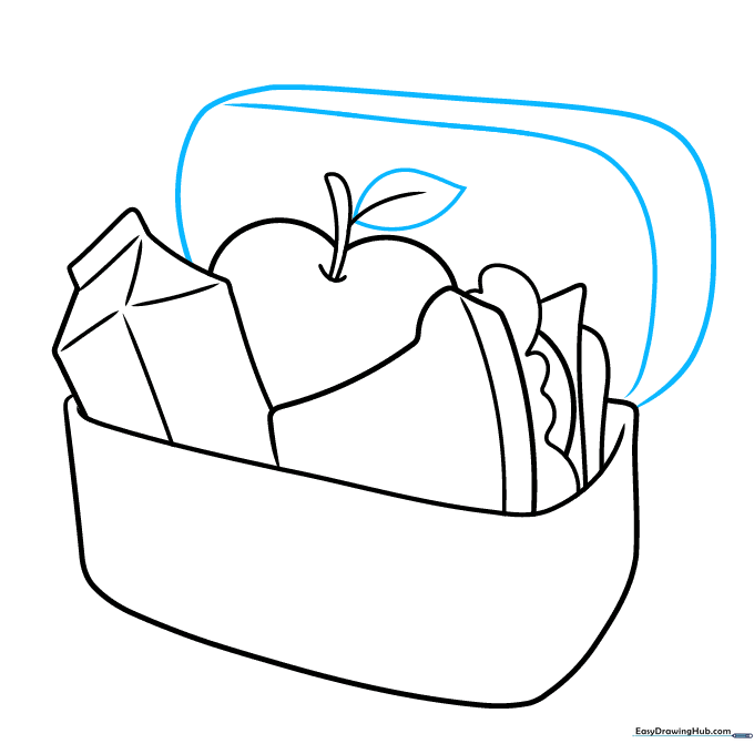 Adding the lid to the lunch box and finishing the leaf detail.