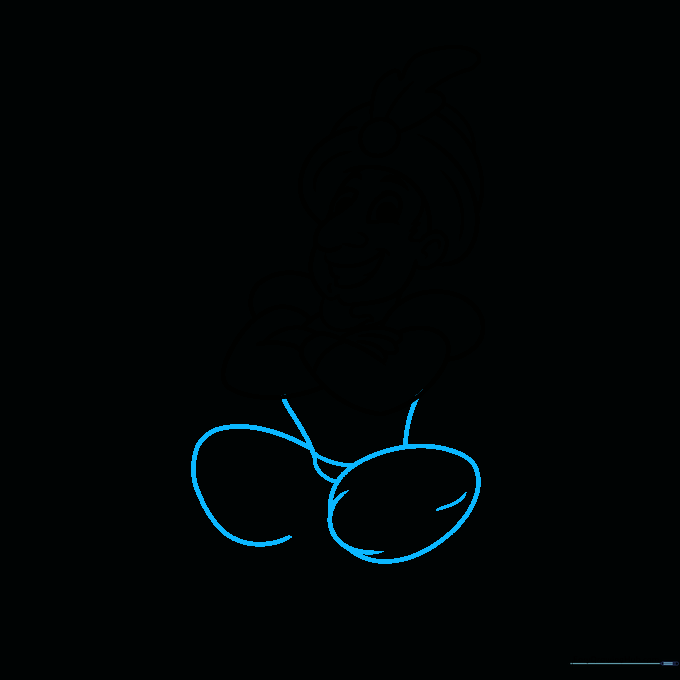 Pencil sketch showing the outline of baggy cartoon pants.