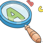 A colorful, finished illustration of a magnifying glass, perfect for educational art projects.
