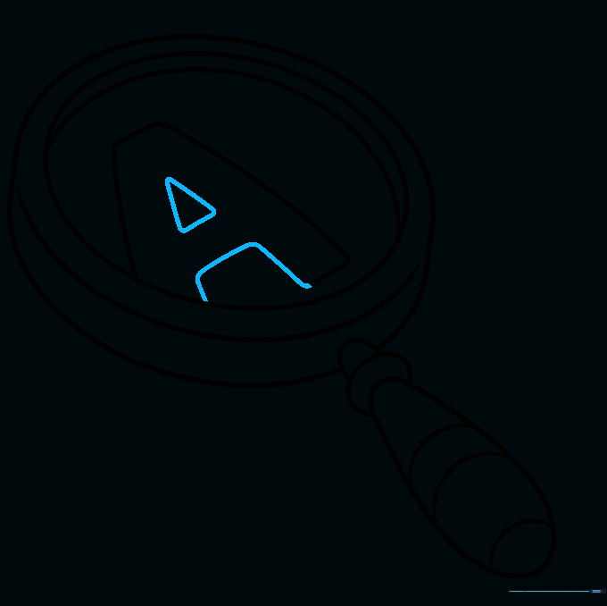 Drawing showing the completed letter A with a triangle cut-out in the middle.