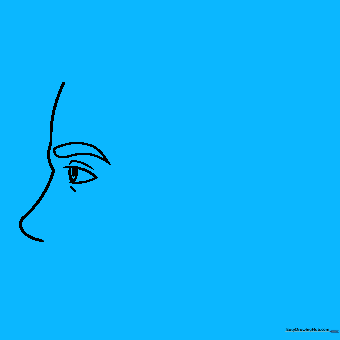 Detailed drawing of the nose, nostril, and mouth area in profile view.
