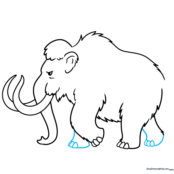 Adding the final legs to complete the mammoth's stance.
