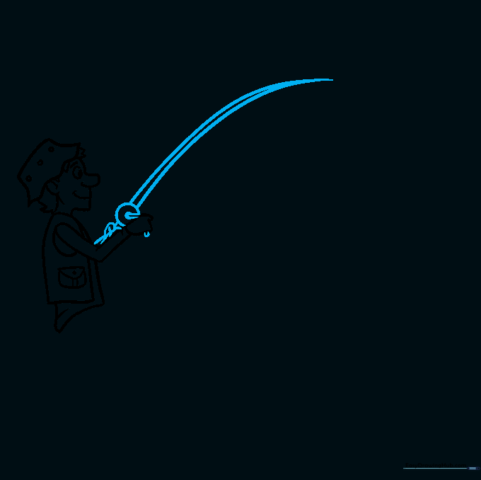 Adding a fishing rod and reel held by the character.
