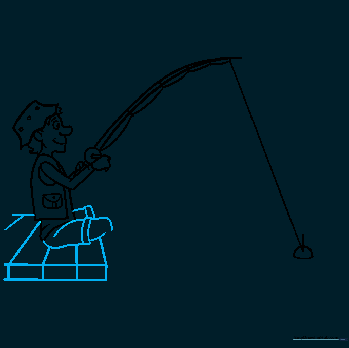 Adding the fisherman's legs and a wooden dock structure.