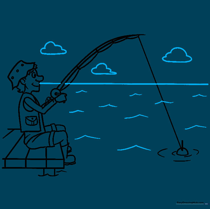 Adding a horizon line and clouds to complete the outdoor scene.