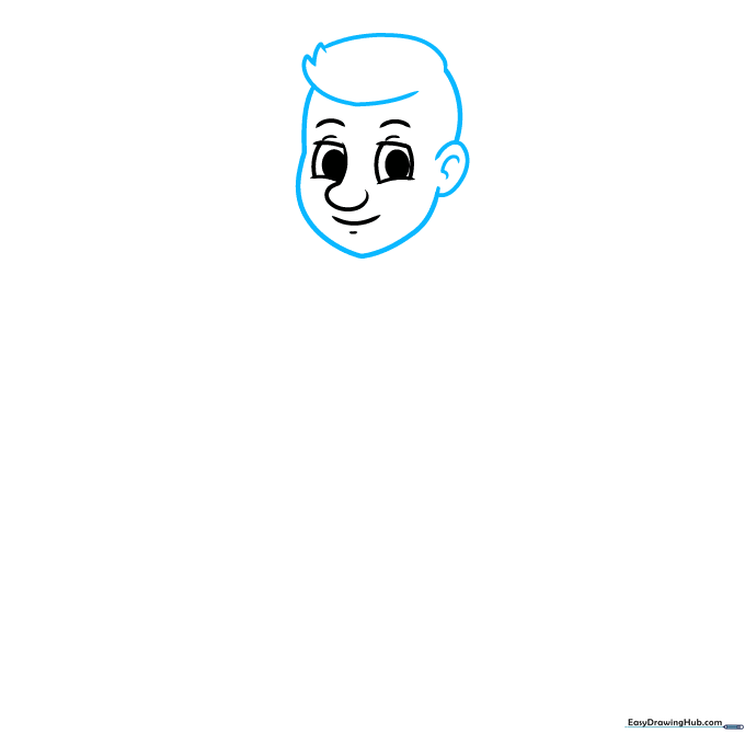 Head outline showing hair, ear, and face shape.