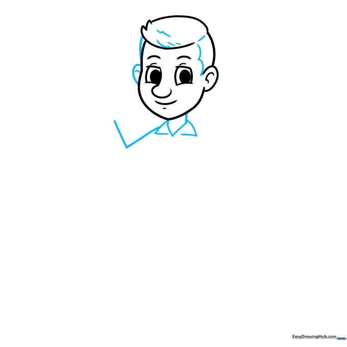 Head and shoulders with a shirt collar and one arm starting to form.