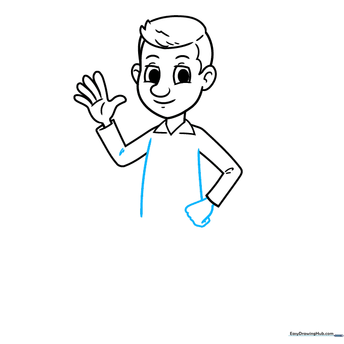 Torso outline showing the shirt and arm placement.